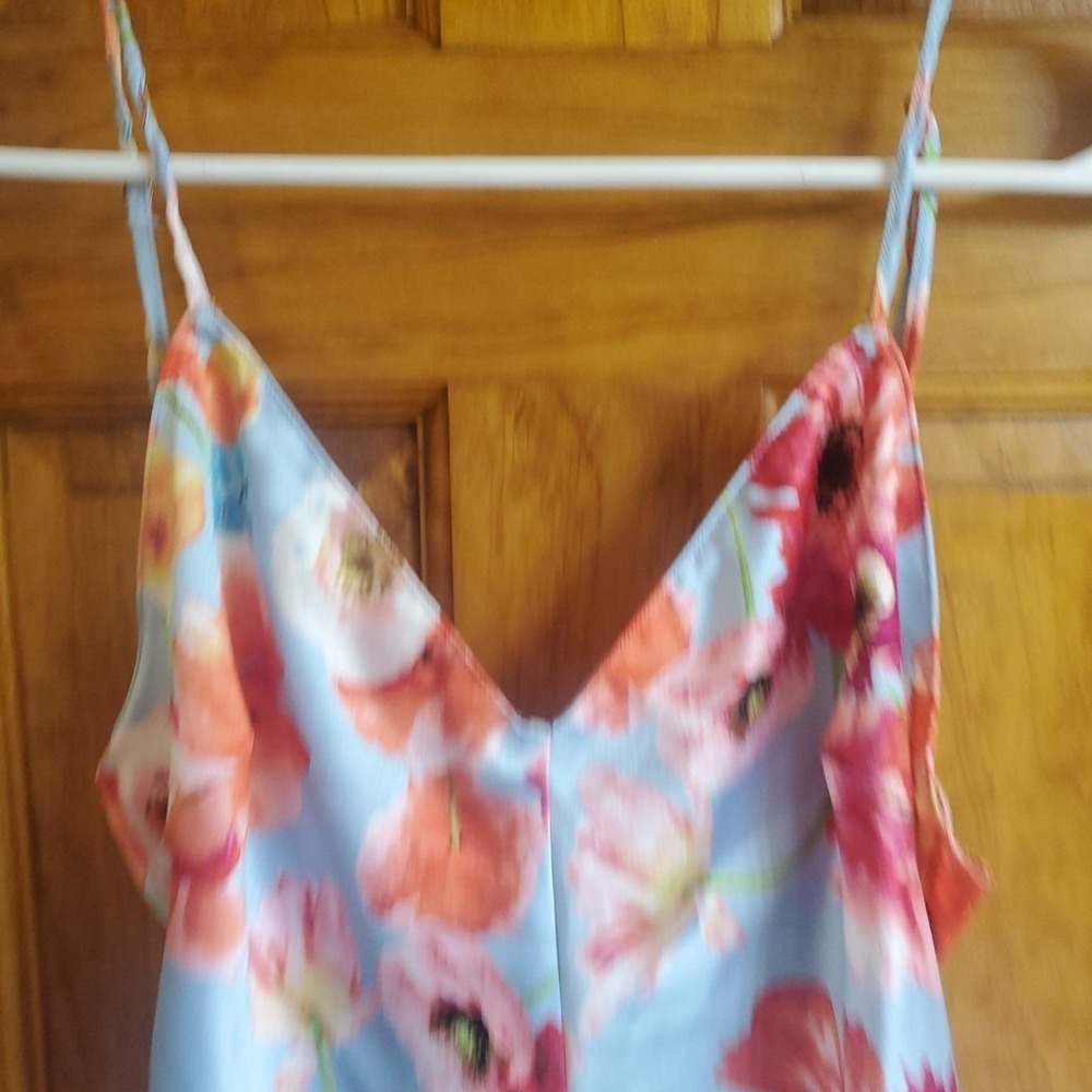 Victoria's Secret Women's One-Piece Lingerie Romper XS  Blue & Pink Floral Tie